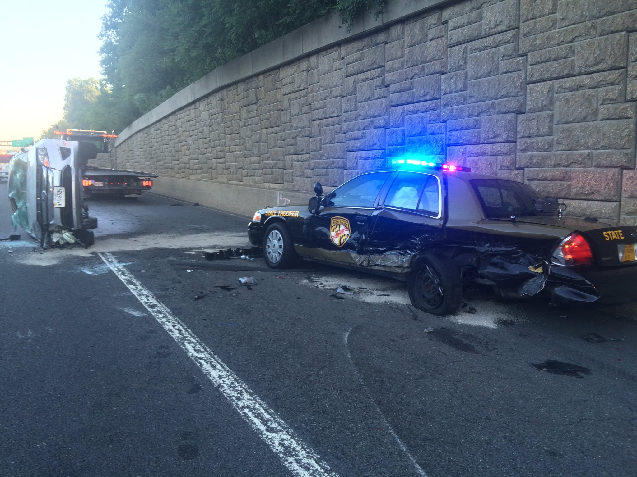 Car catches fire after crashing into Md. state police cruiser WTOP News