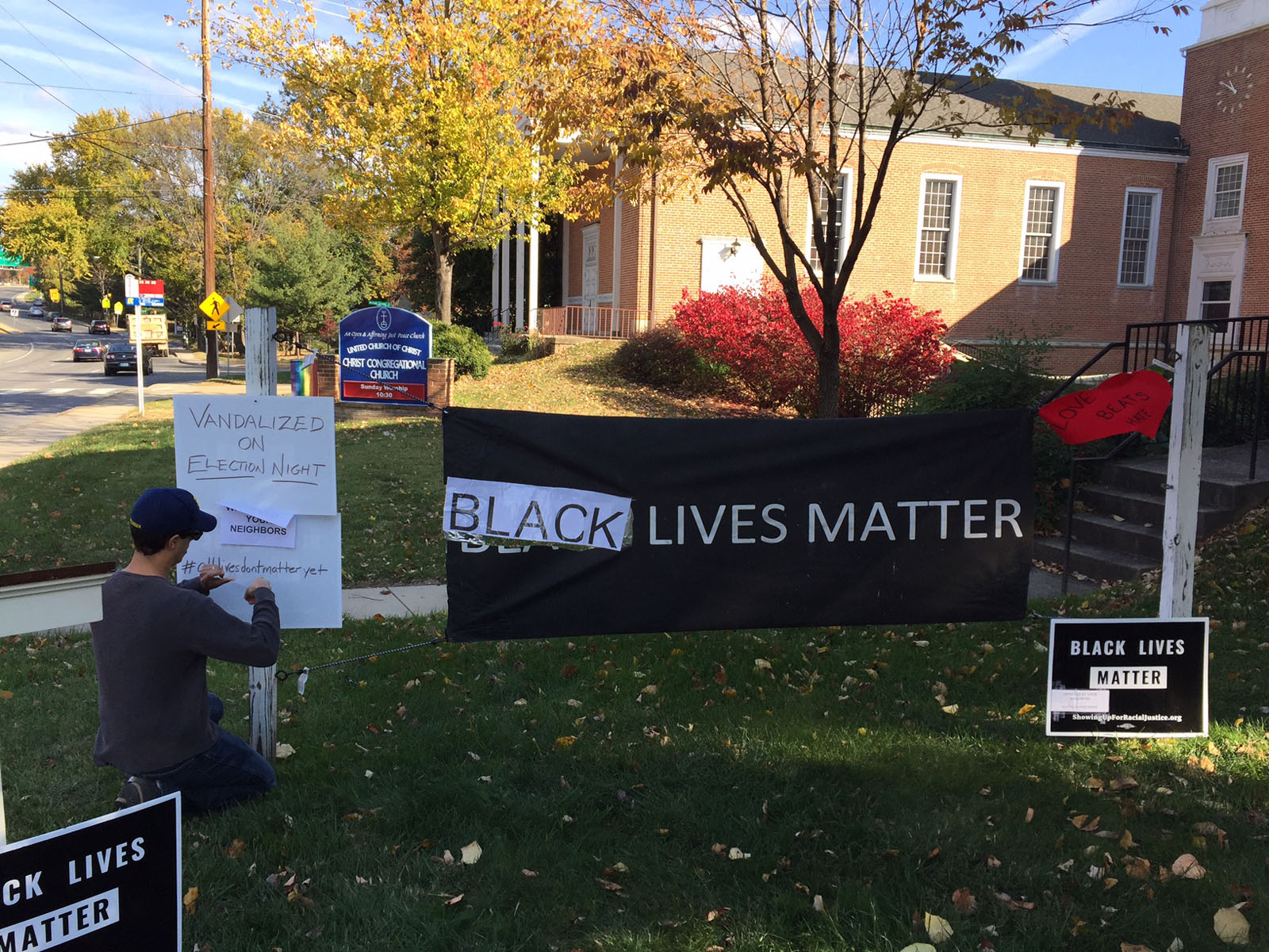 ‘Black Lives Matter’ sign at Silver Spring church vandalized on