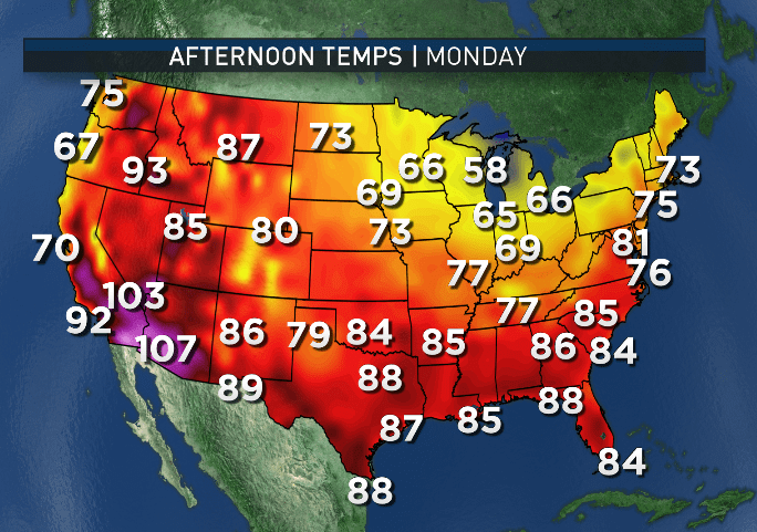 Temperatures Across The Country Workweek Weather: Hot Weather Rolls In For Weekend After Pleasant Week | Wtop News