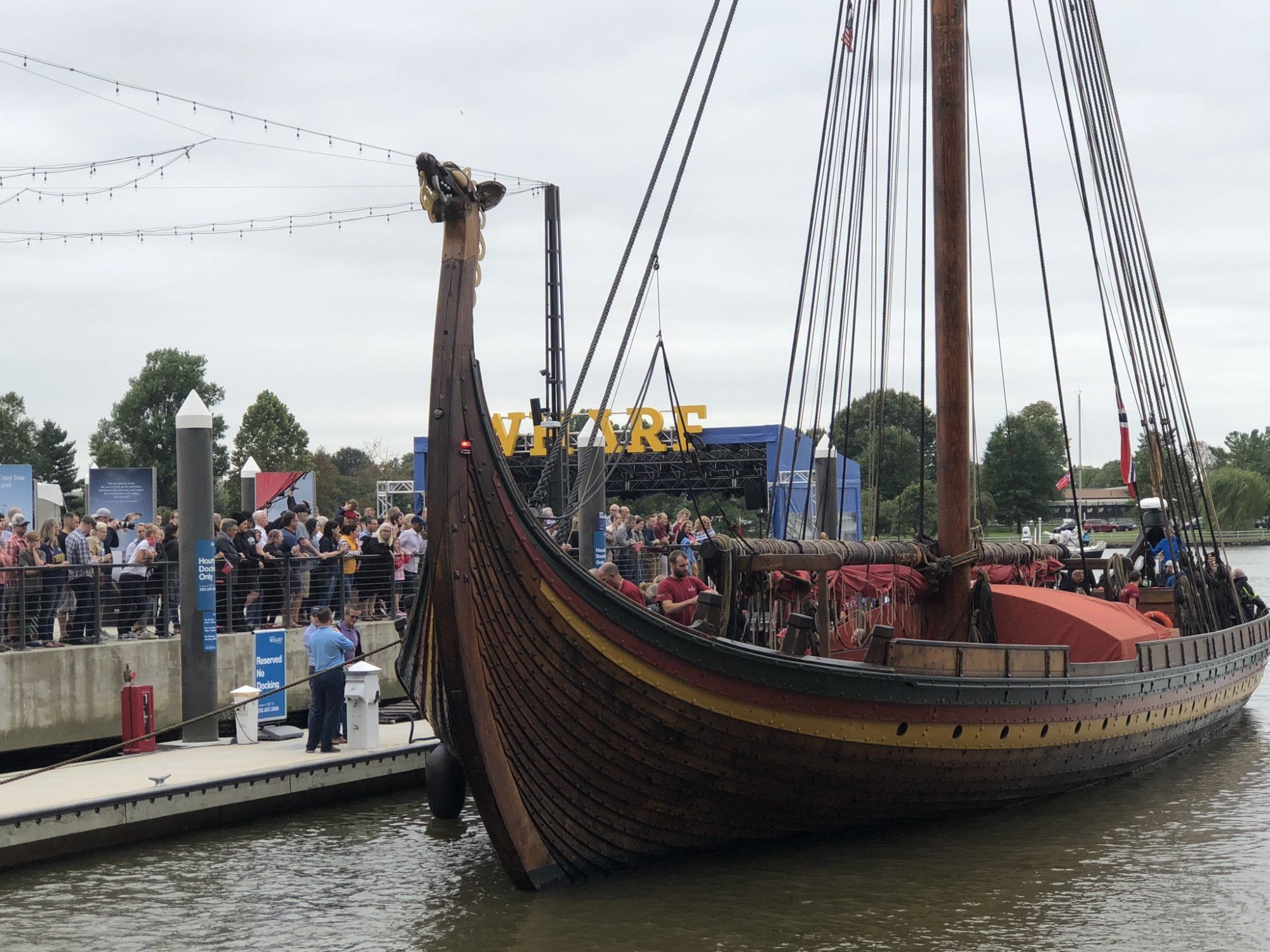 ‘Without any warfare,’ Viking ship invades Wharf — and is open for