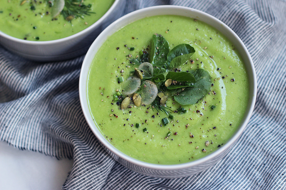 Chilled CucumberHoneydew Gazpacho with Lemon, Dill, Tarragon and Basil