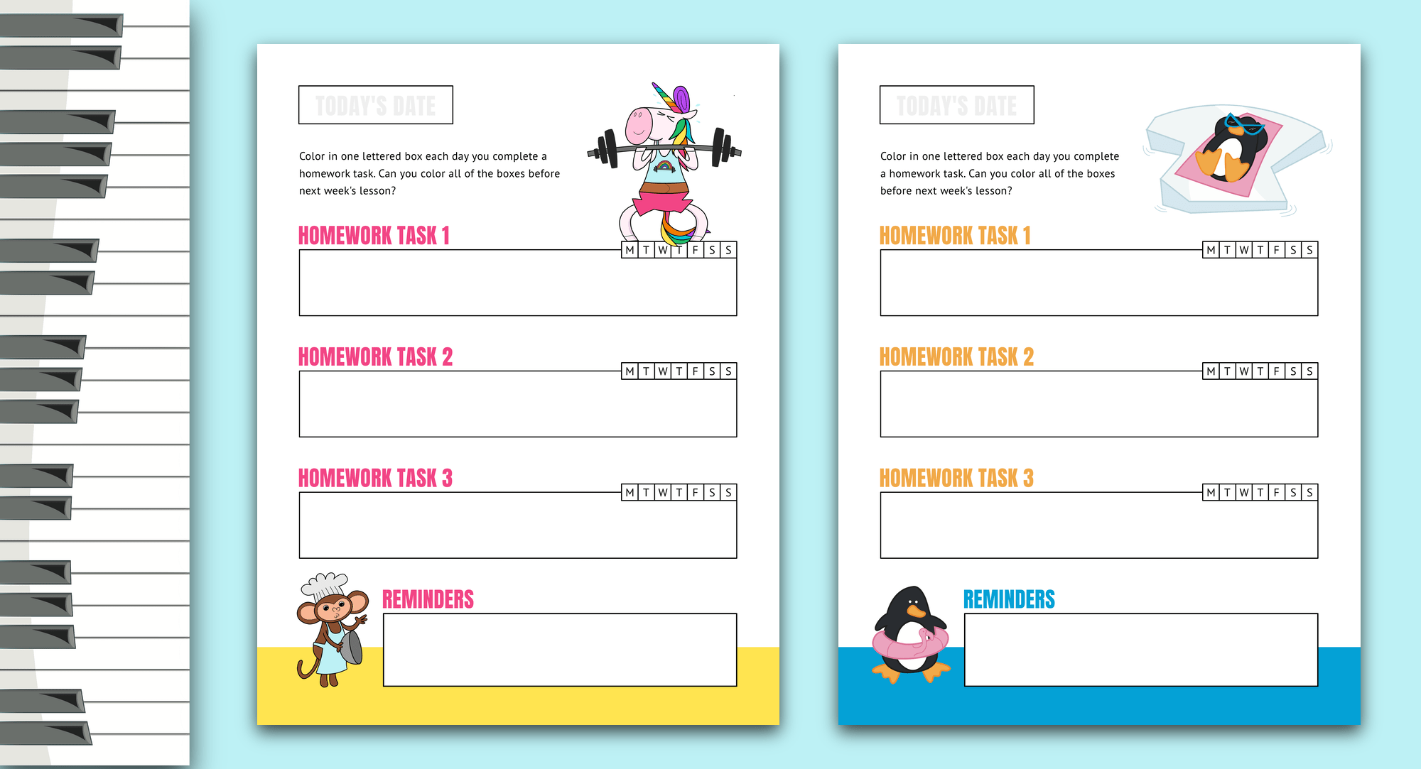 More Adorable Lesson Assignment Sheets For Piano Students WunderKeys