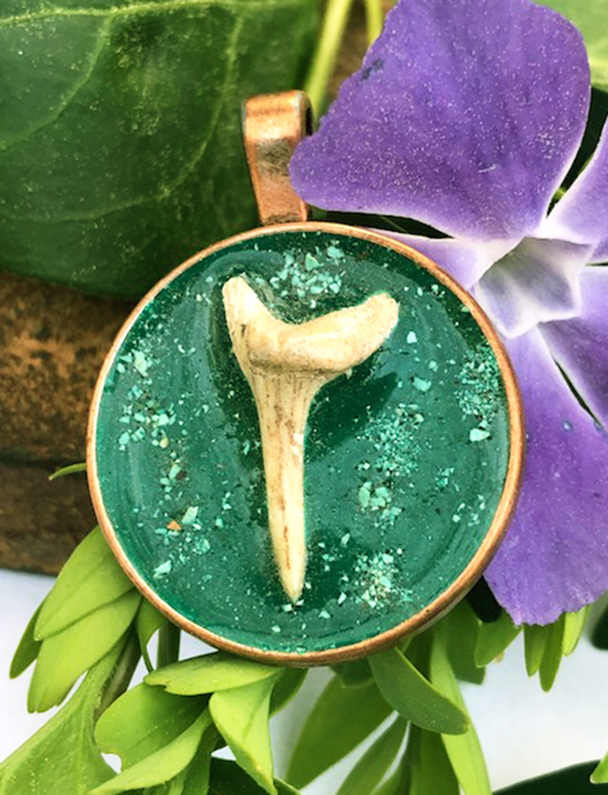 Fossilized Sharks Tooth Pendant Handmade Jewelry & Candles WV3 Designs