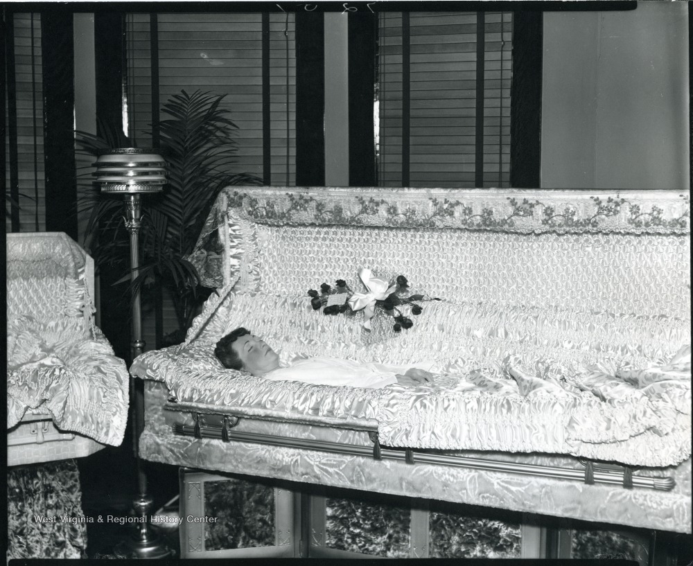 Post Mortem Photo of a Woman in Coffin, Grafton, W. Va. West Virginia