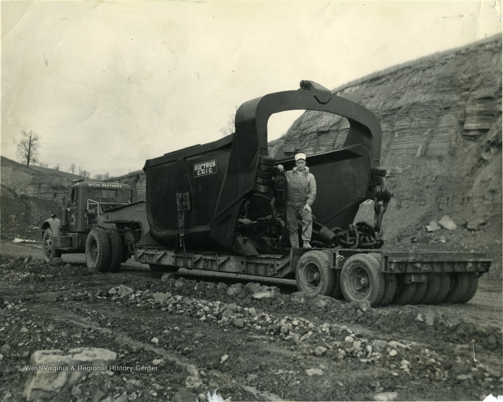 McCoy Brothers Truck Transporting a Large Bucyrus Erie Shovel, Barbour