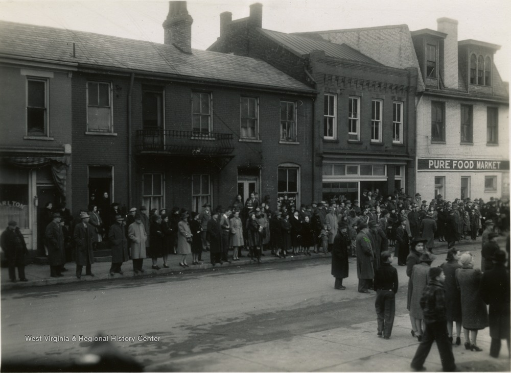 Crowd in the Street in Wellsburg, W. Va. West Virginia History OnView