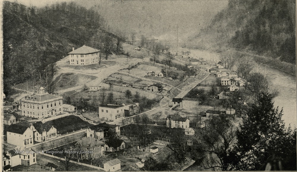 Aerial View of Clay County Looking Eastward Up Elk River, W. Va. West