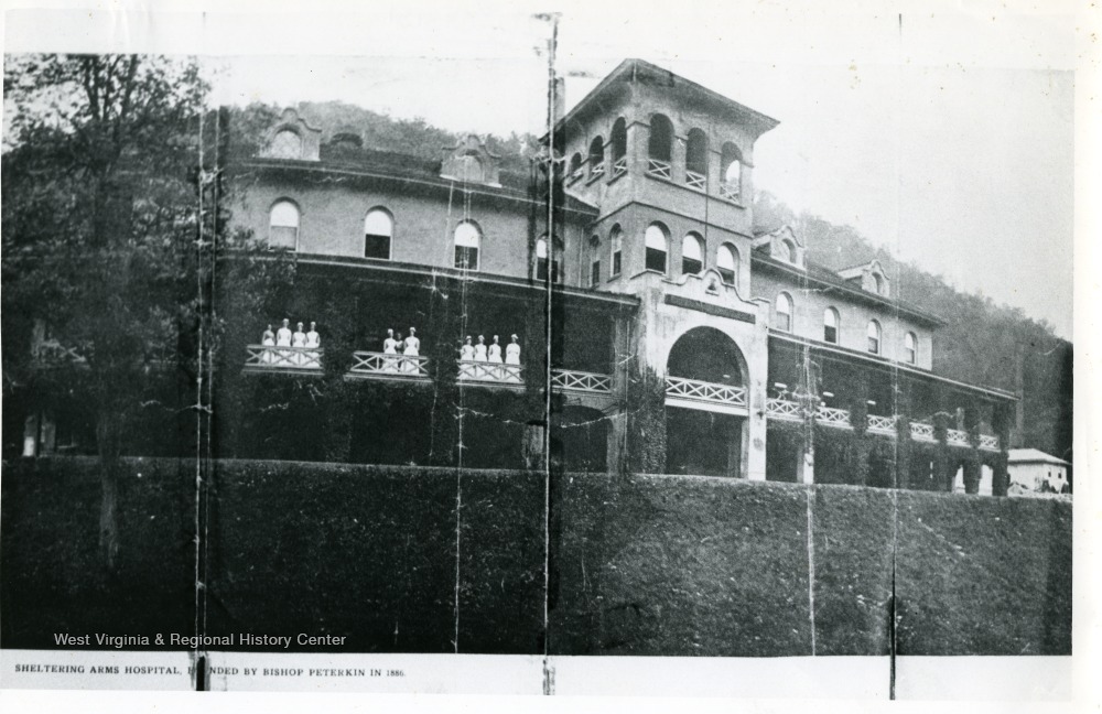 Nurses on Veranda of Sheltering Arms Hospital Hansford, W. Va. West