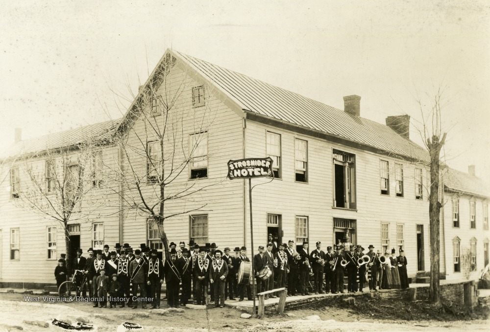 Band in Front of Strosnider Hotel in Blacksville, Monongalia County, W