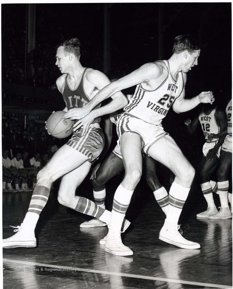 WVU Basketball Player Bob Benfield (25) and Norman Holmes (12) vs