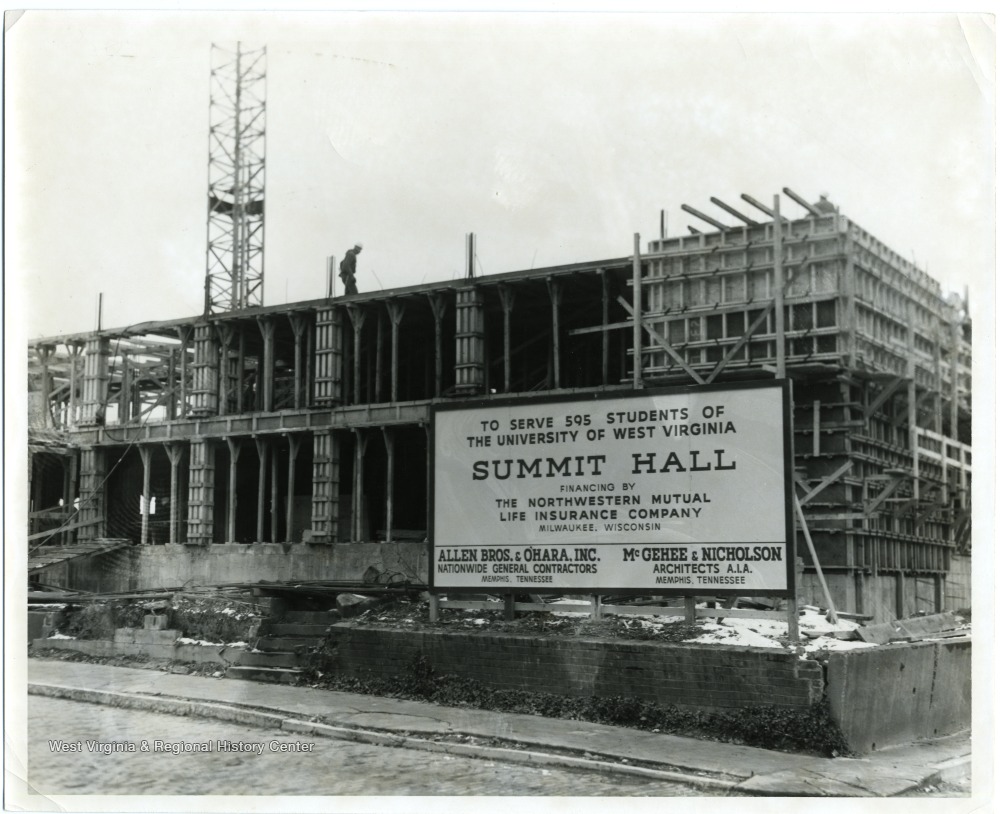 Summit Hall During Construction, West Virginia University West