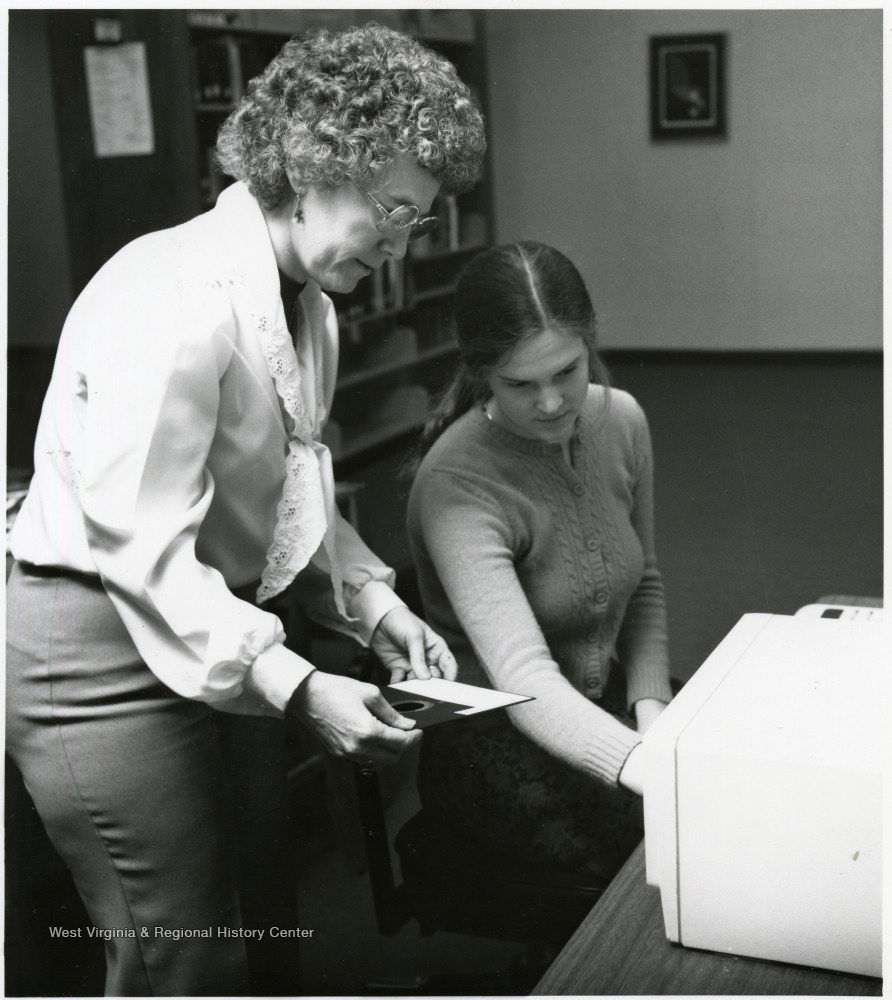 Pam Byrd (seated) with Library Staff Member, West Virginia University
