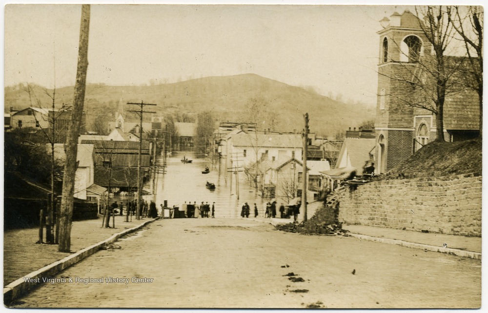 Flood of the Ohio River at St. Marys, W. Va. West Virginia History