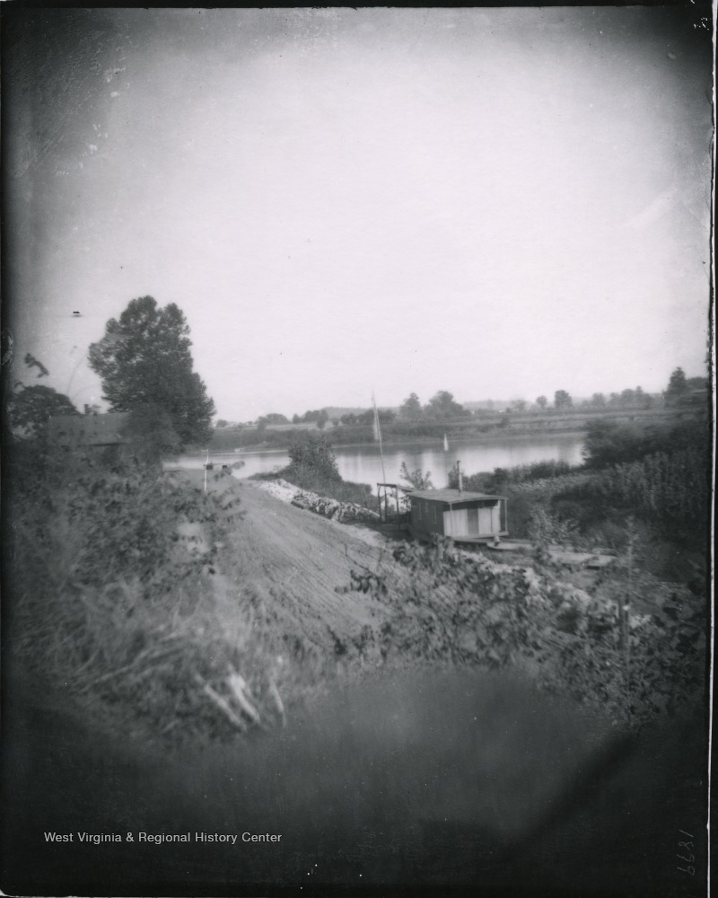 View Up Ohio River from Railroad Bridge at Mile Run Road West