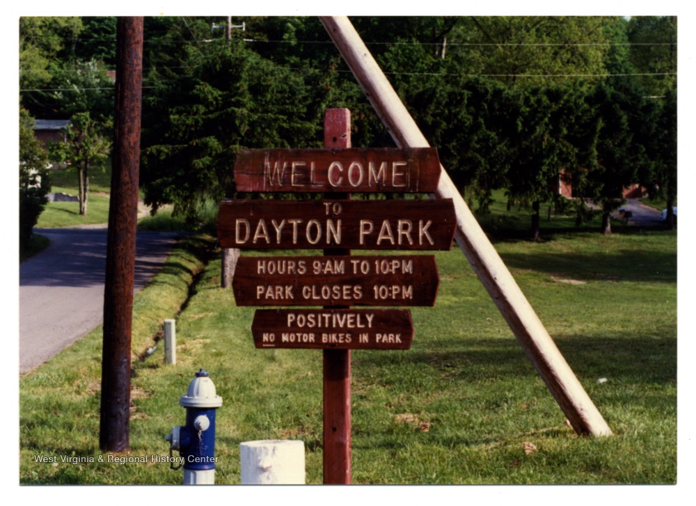 Sign at Entrance to Dayton Park, Philippi, W. Va. West Virginia
