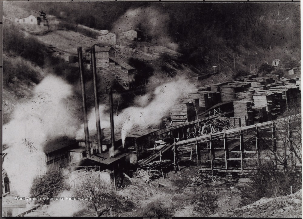 Bird's Eye View of Arcola Sawmill and Lumber Yard near Cowen, W. Va