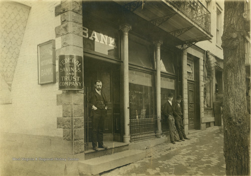 Martin Luther Brown Posed in Doorway of Citzens National Bank