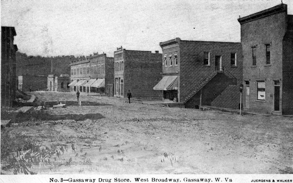 Gassaway Drugstore on West Broadway, Gassaway, W. Va. West Virginia
