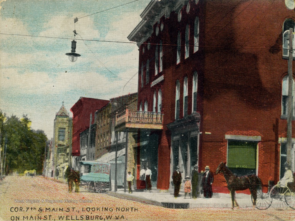 Looking North on Corner of 7th and Main St.; Wellsburg, W. Va. West