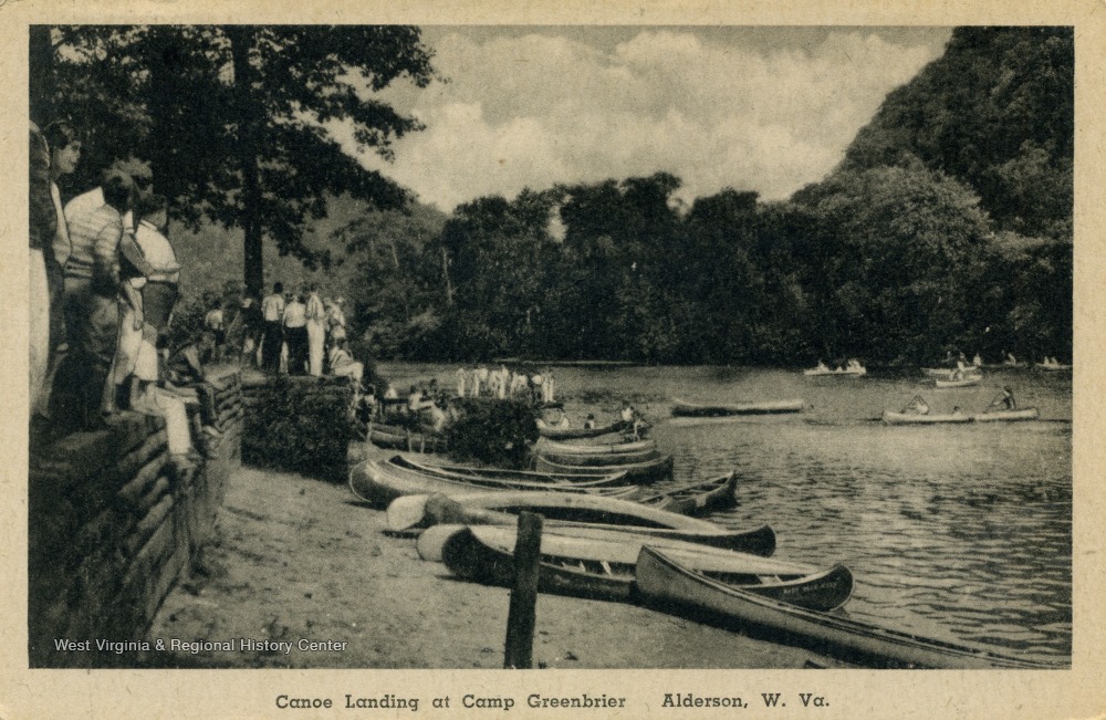 Canoe Landing at Camp Greenbrier; Alderson, W. Va. West Virginia History OnView WVU Libraries
