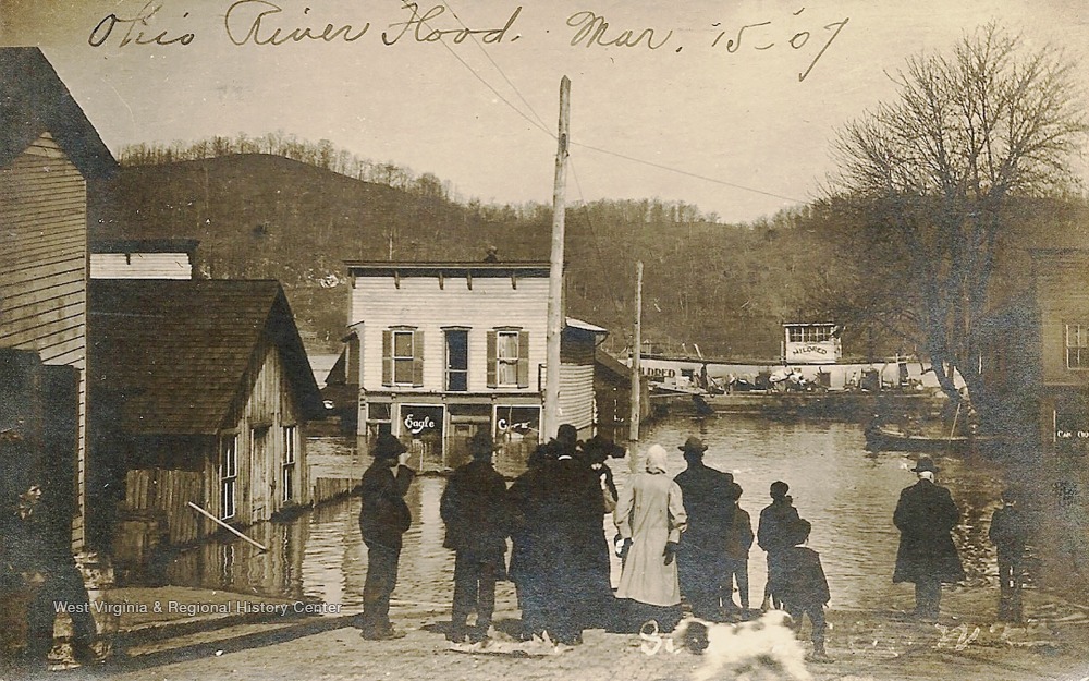 Flooded Ohio River, Sistersville, W. Va. West Virginia History OnView