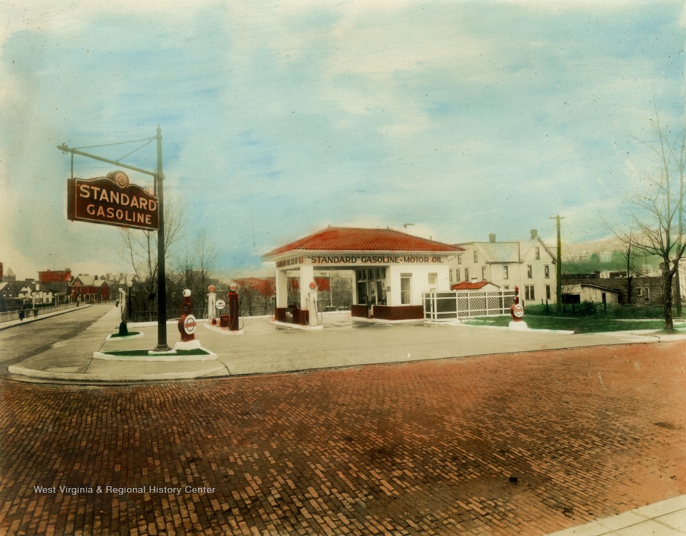 Standard Gasoline Station Next to Pleasant Street Bridge, W