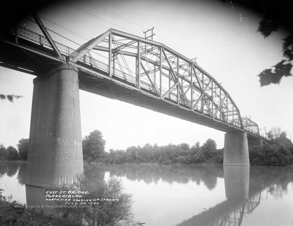 East St. Bridge, North Side Looking Up Stream, Parkersburg, W. Va