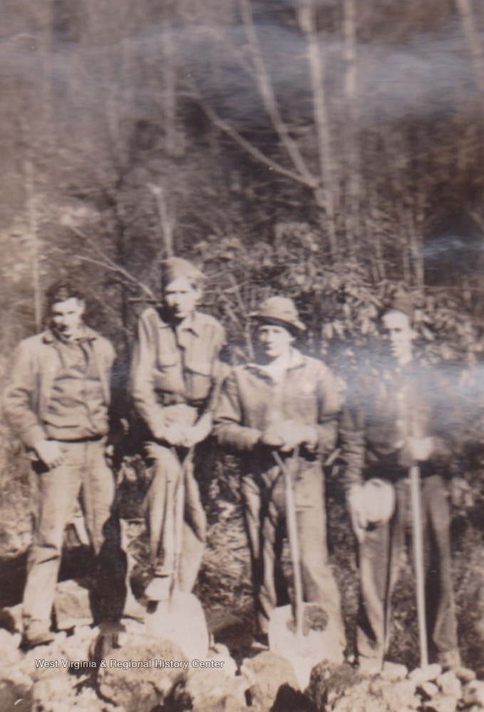 CCC Workers Digging Along Side Road, Camp Cranberry, Cowen, W. Va