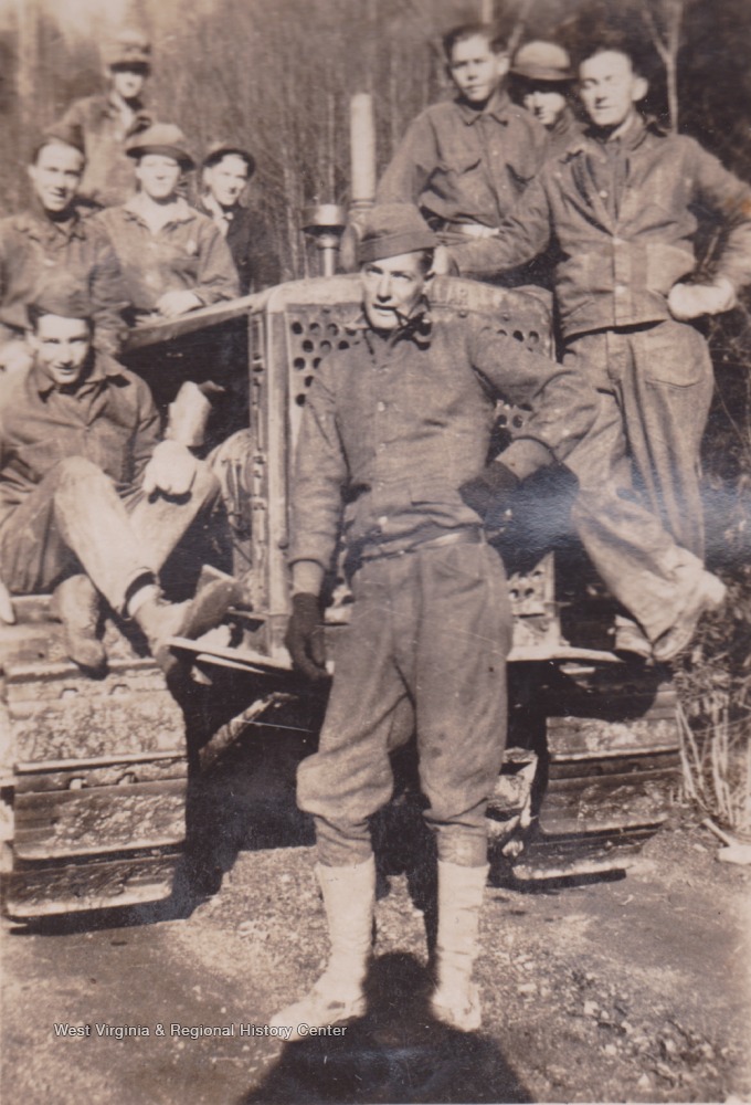 CCC Crew on Road Building Machinery, Cowen, W. Va. West Virginia