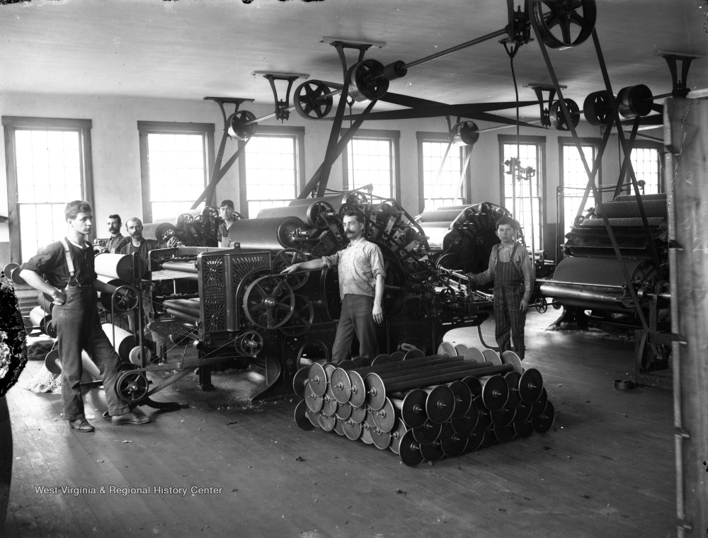 Mill Workers Stand Around Machinery West Virginia History OnView