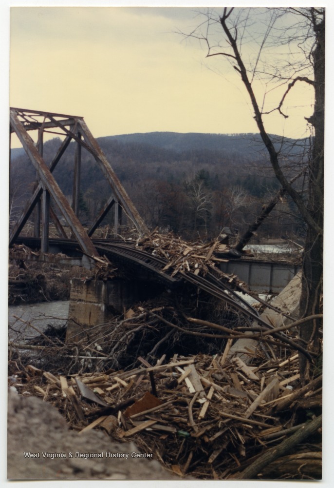 Debris and Damage on the Blackfork Railroad Bridge near Parsons, W. Va