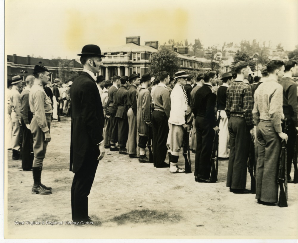 Crowd Lining Up For Survey, W.V.U. West Virginia History OnView WVU
