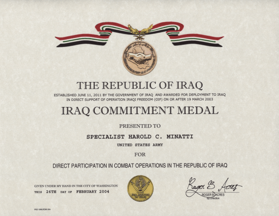 IRAQ Commitment Medal
