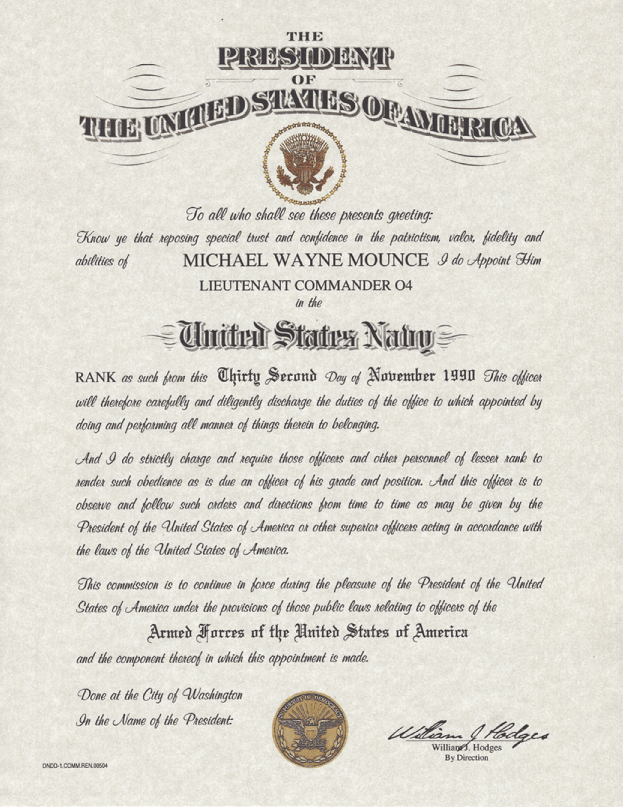 Navy Officer's Promorion Certificate