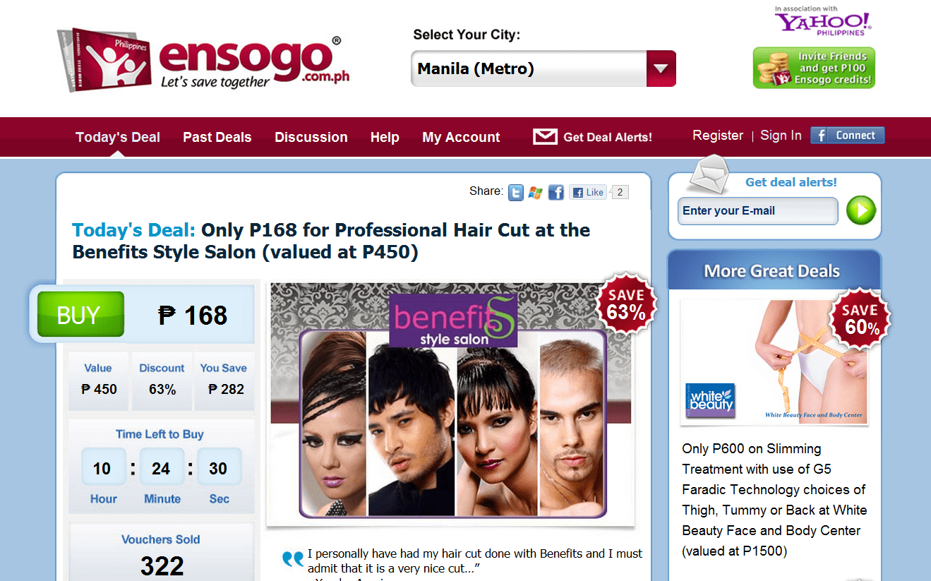 Offers Daily Deals on Yahoo! Philippines