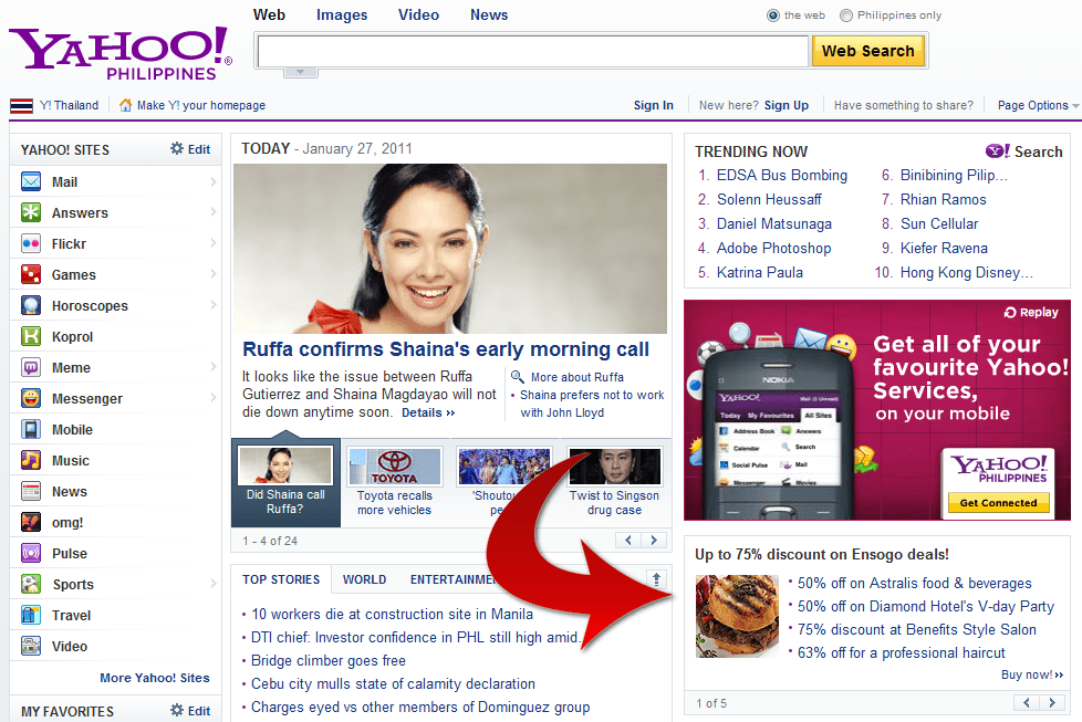 Offers Daily Deals on Yahoo! Philippines