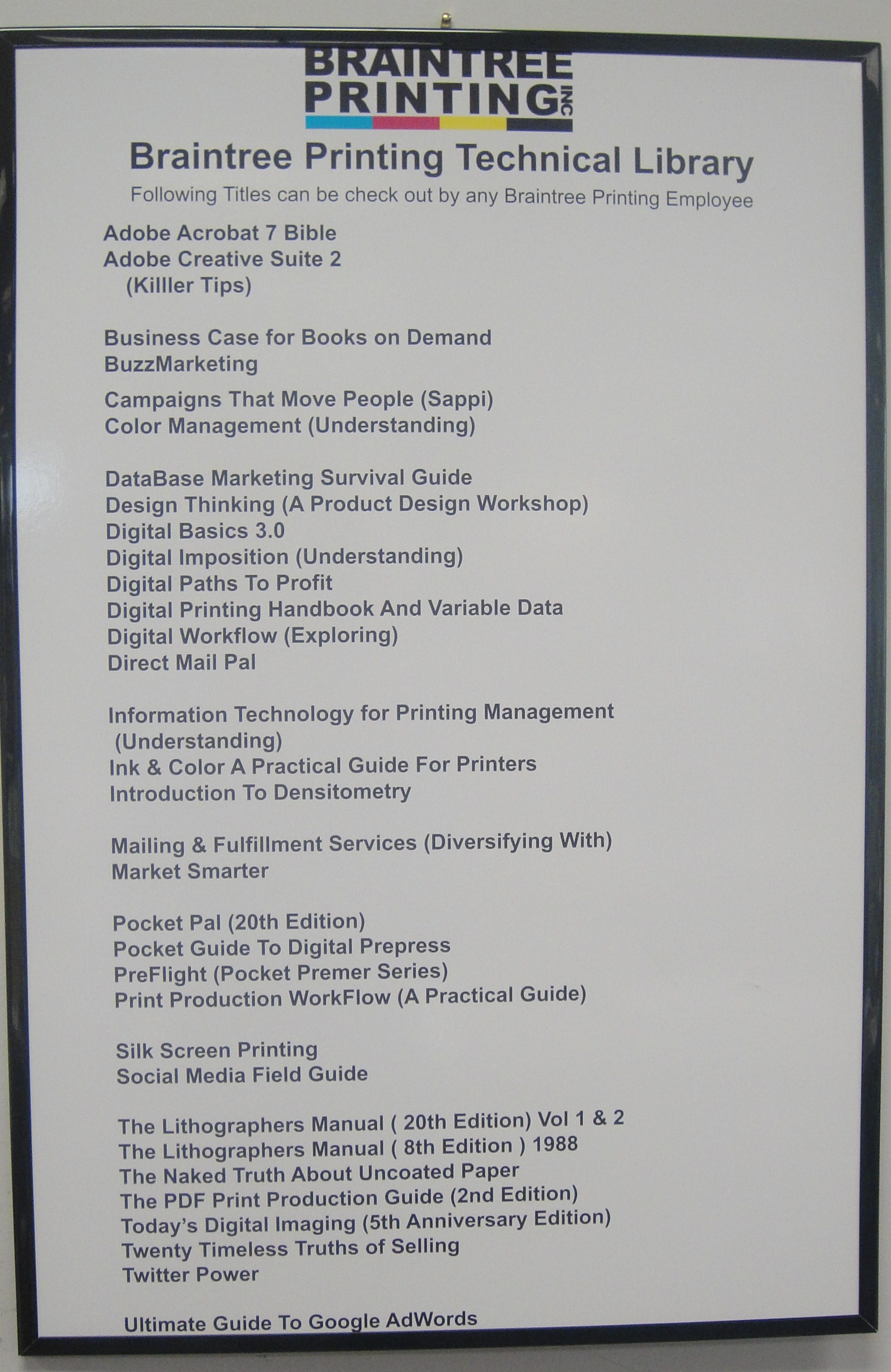 Braintree Printing Encourages Employee Education Printing