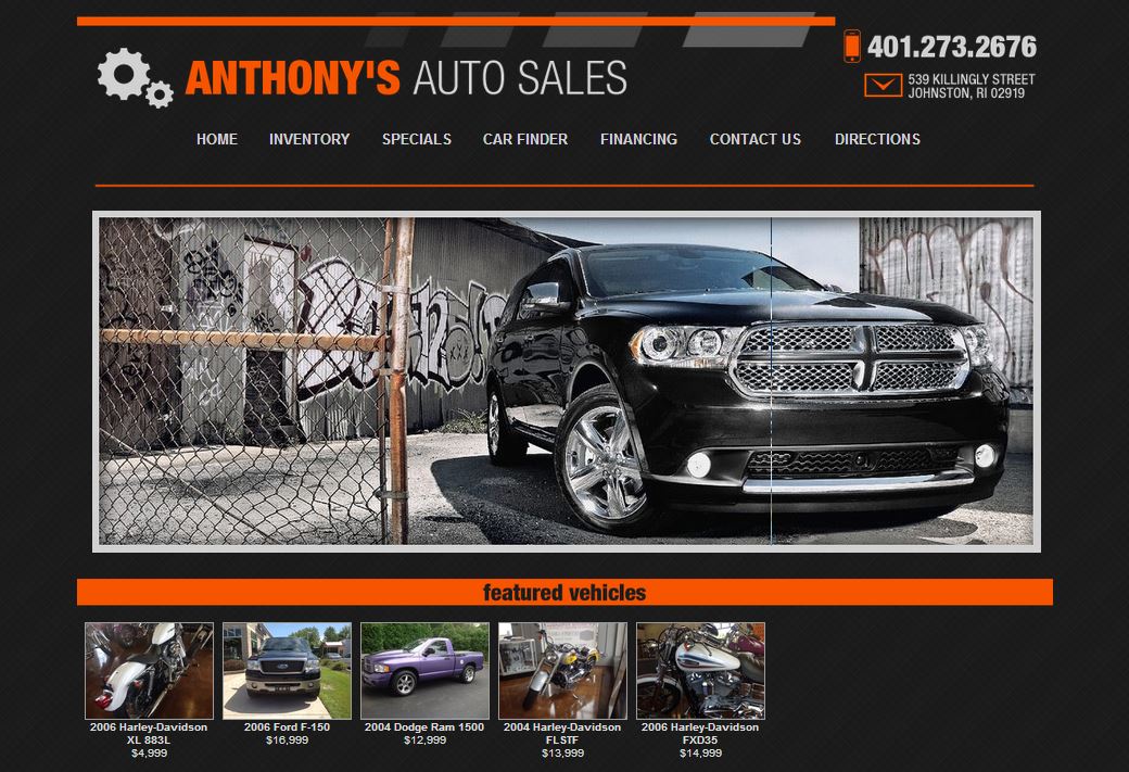 site Created for Anthony’s Auto Sales in Johnston, Rhode Island