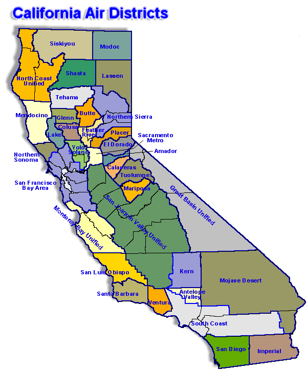 California Map for Local Air District sites California Air