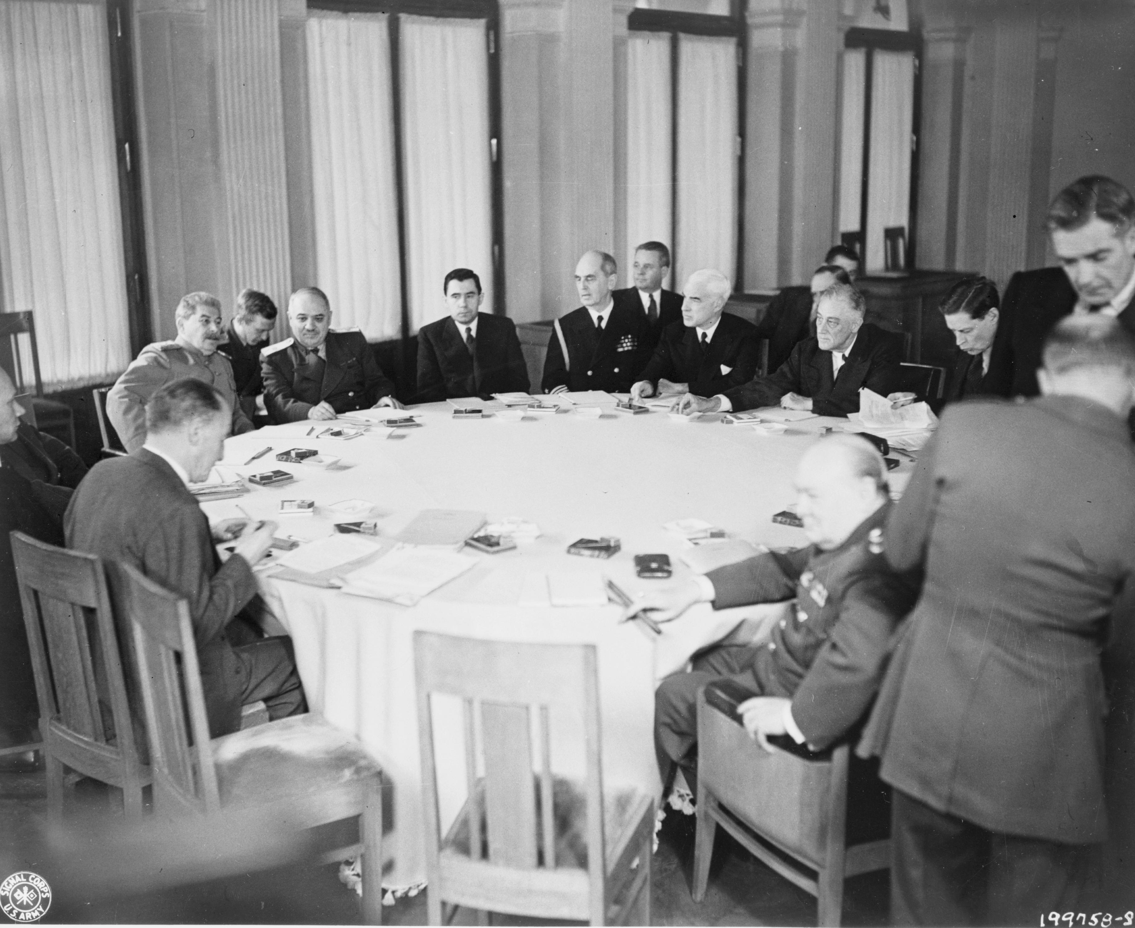 [Photo] The conference table for the Yalta Conference, Feb 1945. Note