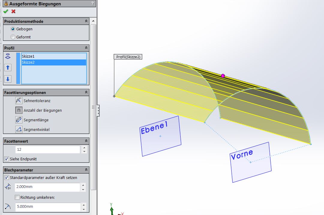 Rohr durch mehrfach biegen herstellen (DS SolidWorks/SolidWorks