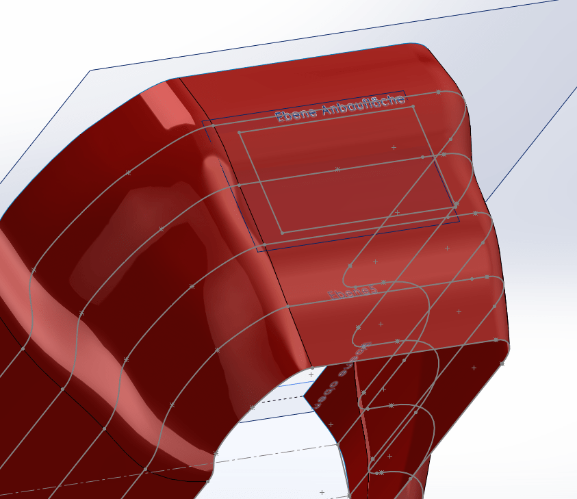 Ebene Fläche in organische Oberfläche einfügen (DS SolidWorks
