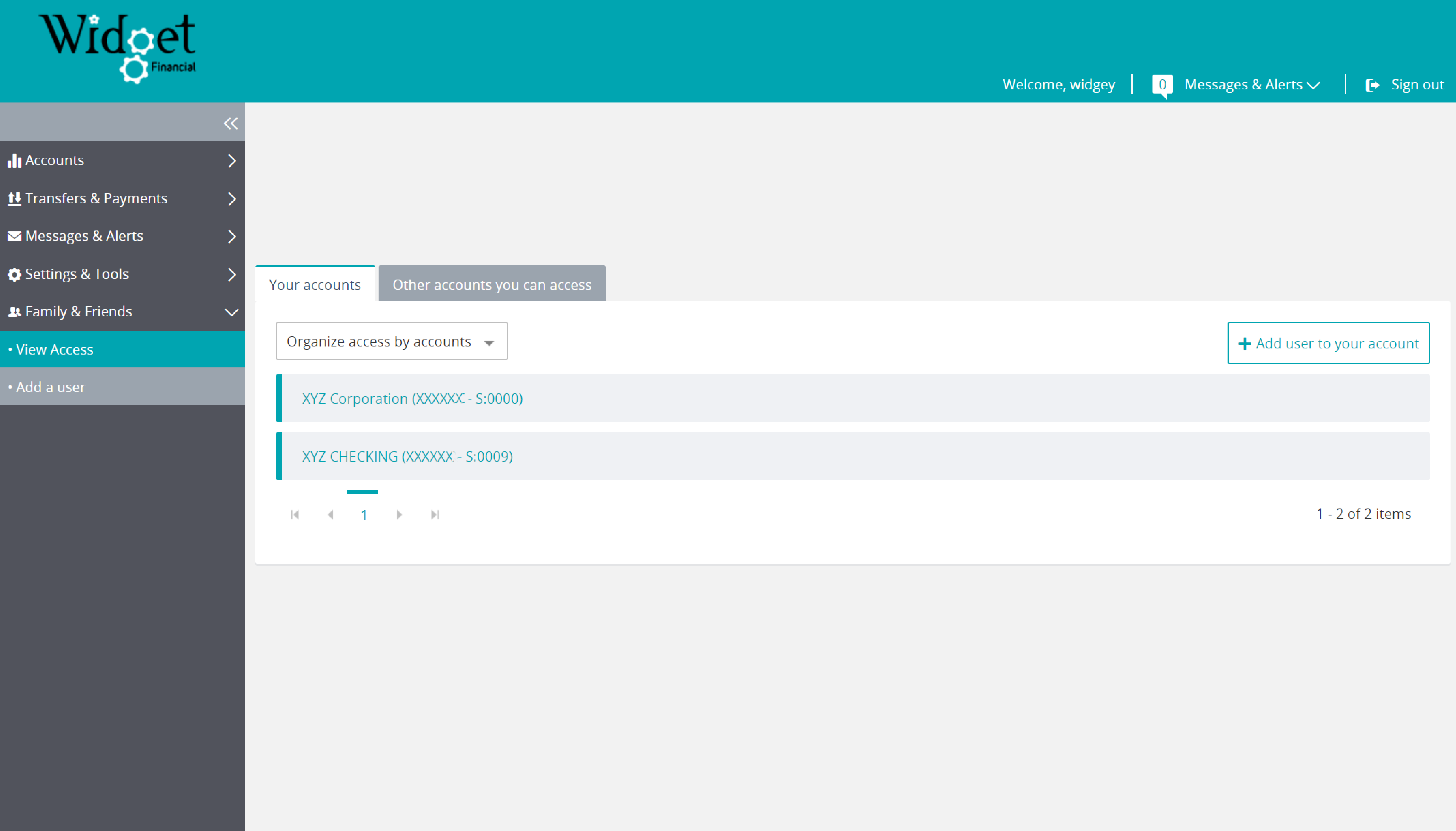 Business Online Banking Widget Financial