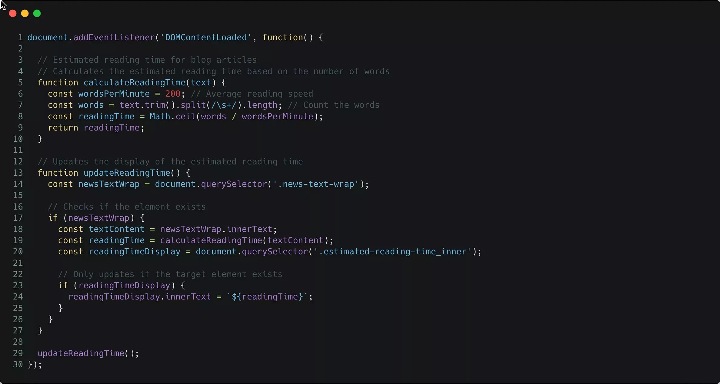 Calculating the estimated reading time for blog articles A tutorial