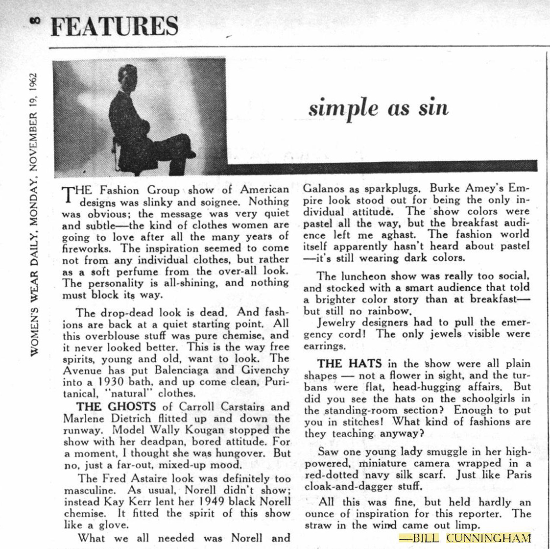 Archival Columns by Bill Cunningham for WWD [photos]