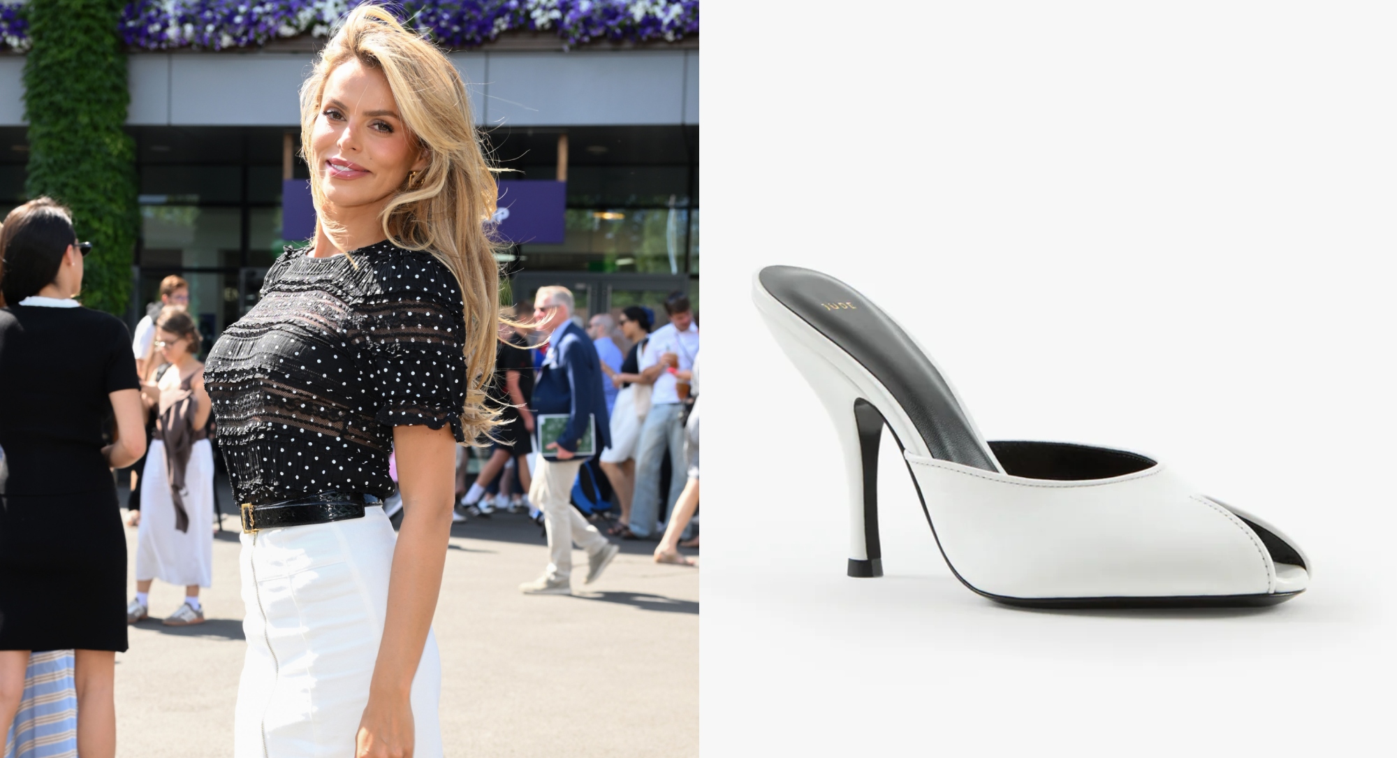 Brooks Nader Brings the White Shoe Trend to Wimbledon 2025 in Peep-toe Mules