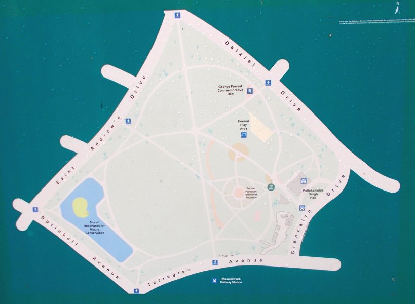 Photographs and map of Maxwell Park in Pollokshields in the South West