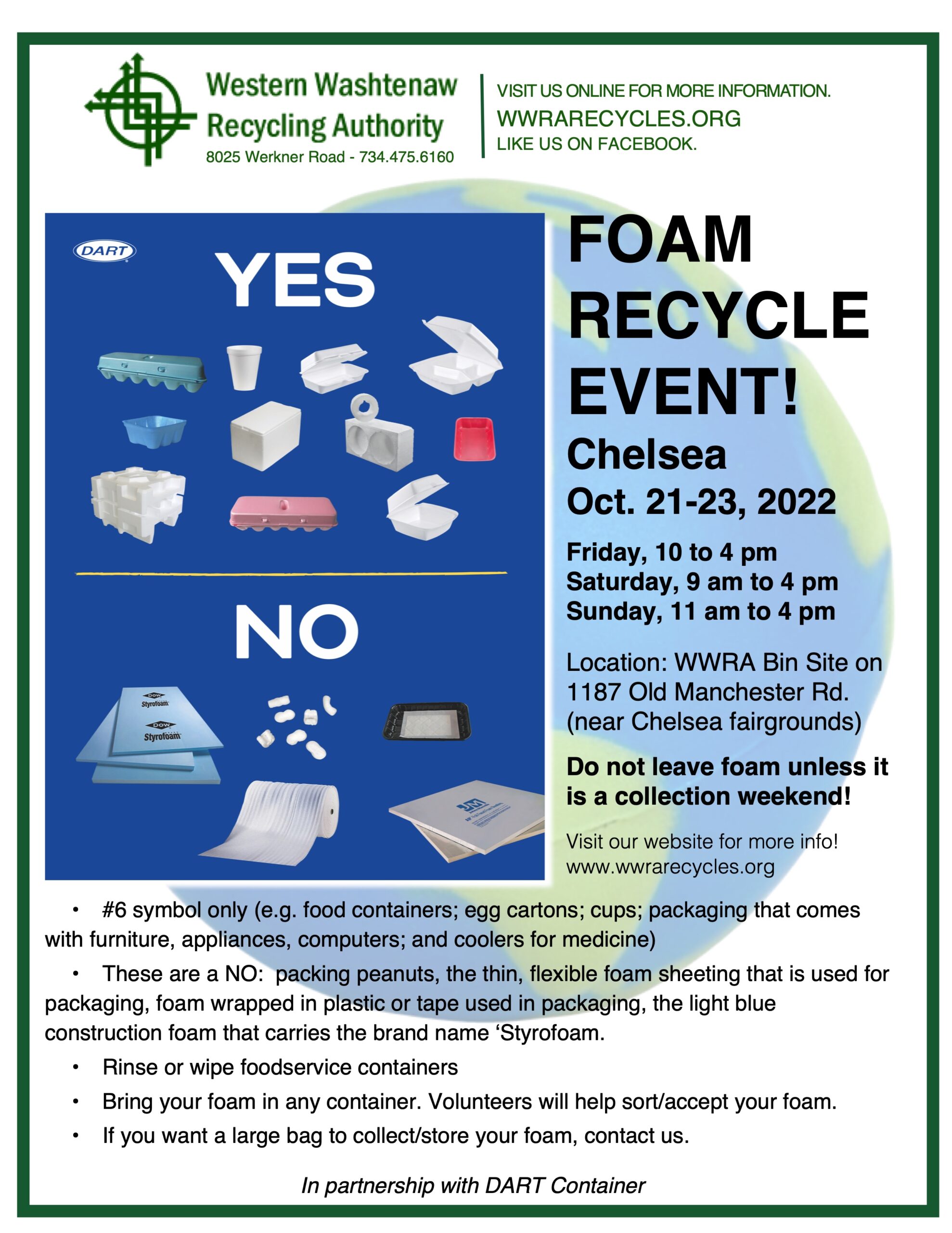 Next Foam Weekend! Western Washtenaw Recycling Authority