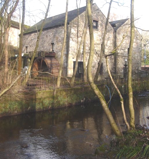 Photographs of the Allander River and Gavin's Mill in the town centre