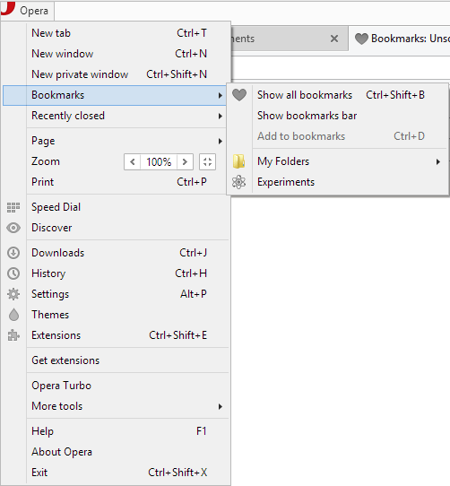 Opera Developer 25 update A first glance at bookmarks Blog Opera